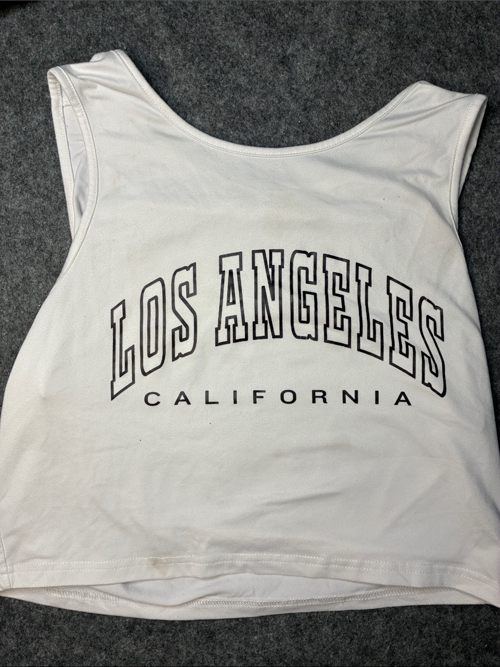 White 'Los Angeles California' Graphic Crop Tank Top